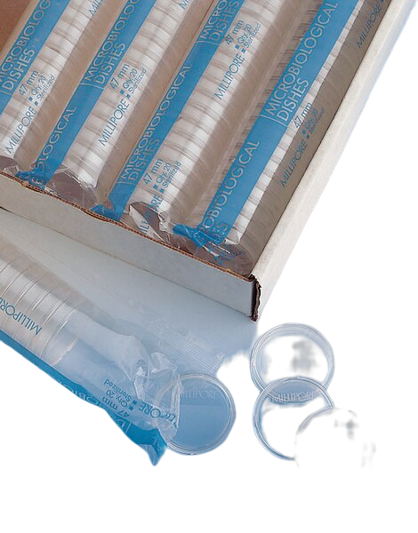 CAJAS PETRI MARCA MERCK MILLIPORE, EN POLIESTIRENO MOLDEADO, CIERRE HERMÉTICO, DE 47 MM DE DIÁMETRO, ESTÉRILES CON PADS. 24PQX25UN