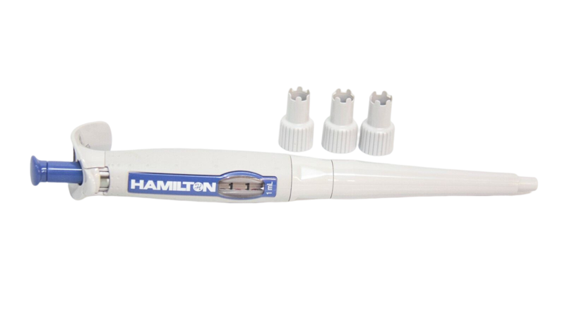PIPETA ELCTRÓNICA HAMILTON DE 100UL-1ML CON INCREMENTOS DE 2.0 UL COLOR AZUL AUTOCLAVABLE CON GARANTÍA DE EXACTITUD Y PRESICIÓN