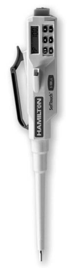 PIPETA ELECTRONICA HAMILTON DE VOLUMEN VARIABLE 5-100uL EN INCREMENTOS DE 1.0 uL COLOR VIOLETA. INLCUYE CARGADOR Y CERTIFICADO.