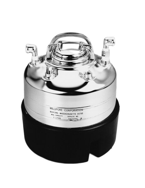 TANQUE DE PRESURIZACION EN ACERO INOXIDABLE 316 MARCA MILLIPORE, CODIGO ASME, ELEMENTOS DE CONEXIàN DE ACERO INOXIDABLE, EMPAQUES TORICAS Y PLANOS DE VITON CON BASE DE NEOPRENO MOLDEADO. CAPACIDAD 20 LITROS PRESIàN MAXIMA 7 PSI, MAXIMA TEMPERATURA DE TRA