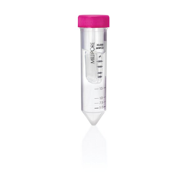 UNIDADES DE ULTRAFILTRACION POR CENTRIFUGA AMICON ULTRA -15 CON ALTA RECUPERACION MEMBRANA ULTRACEL PL DE CELULOSA REGENERADA DIAMETRO 35 mm X 121 mm, MEMBRANA DE 10.000 DALTON. CAJA / 24