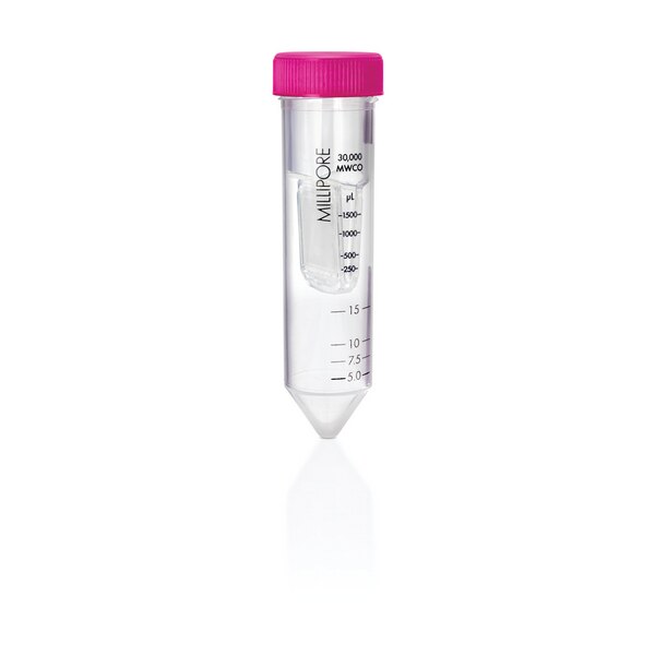 UNIDADES DE ULTRAFILTRACION POR CENTRIFUGA AMICON ULTRA -15 CON ALTA RECUPERACION MEMBRANA ULTRACEL PL DE CELULOSA REGENERADA DIAMETRO 35 mm X 121 mm, MEMBRANA DE 10.000 DALTON. CAJA / 24