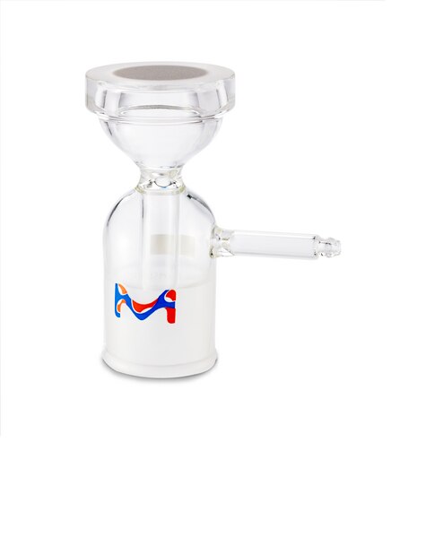BASE Y CUBIERTA CON TUBO LATERAL PARA VACIO DE VIDRIO PARA SISTEMA DE FILTRACION DE SOLVENTES MARCA MILLIPORE