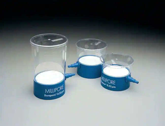 UNIDADES DE FILTRACION MILLIPORE, TIPO STERITOP PARA FILTRACION AL VACIO. MEMBRANA EXPRESS EN POLIESTER SULFONA DE 0.22 MICRAS DE PORO. CAPACIDAD DEL PORTAFILTRO DE 250 ML PARA ADAPTAR A BOTELLAS. CONEXION ROSCA DE 45 MM, 40 CM2 DE AREA DE FILTRACION