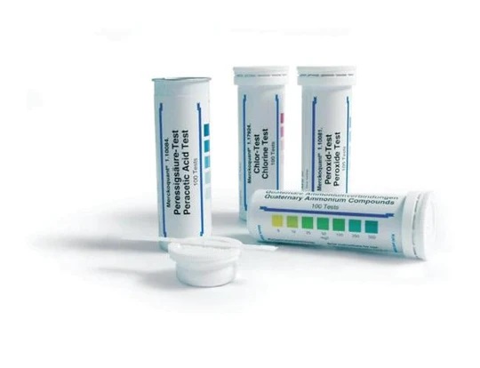 Test Acido peracetyico metodo colorimetrico con tiras de ensayo 20-40-80-120 mg/l MQuant® 100 Tests